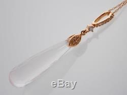 14k Rose Gold 6.10ctw Diamond & Briolette Rose Quartz Pendant Necklace