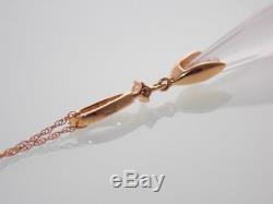 14k Rose Gold 6.10ctw Diamond & Briolette Rose Quartz Pendant Necklace