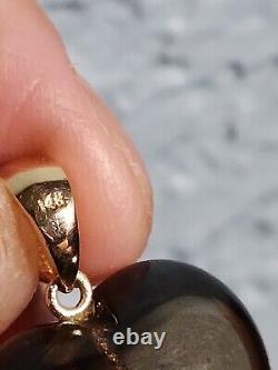 14k Rose Gold Adjustable Chain & Smokey Quartz Heart Pendant Necklace