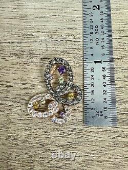 14k Rose Gold LeVian Amethyst Citrine Smoky Quartz Topaz Peridot Pendant