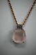 14k Rose Gold Rope Chain Necklace with Rose Quartz Pendant 18 inch