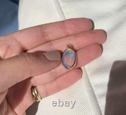 14k Rose Gold crystal jelly australian Opal pendant lightening ridge 4.88 cts