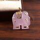 14k Solid Gold Jewelry Natural Rose Quartz Gemstone Hand Carved Elephant Pendant