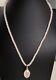 14k White Gold Faceted Rose Quartz Peridot Necklace With Pendant SF Signed