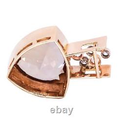 14k Yellow Gold 33.25CT VS Diamond & Rose Quartz Jumbo Pendant 25.3 grams