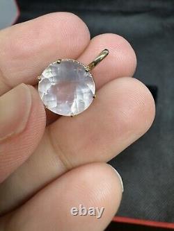 14k rose quartz pendant