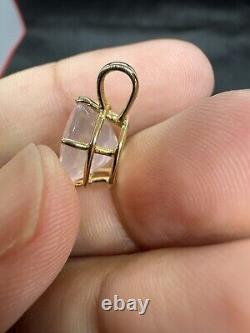 14k rose quartz pendant