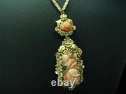 14kt 585 Yellow Gold Chain & 18kt 750 Pendant with Brilliant & Rose