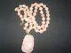 14kt gold pink quartz carved pendant necklace 88.5g