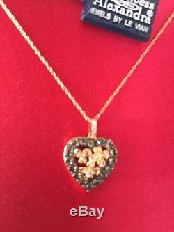 $1600 LeVian Smoky Quartz Diamond Heart Flower 14K Rose Gold Necklace Valentine