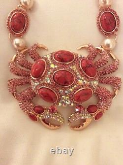 $165 Betsey Johnson Pearl Crab Pendant Statement Necklace BSS-23