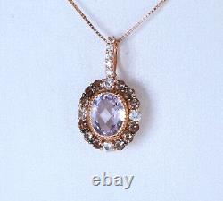 $1676 LeVian 14K Rose Gold Amethyst Smoky Quartz White Sapphire Necklace Pendant