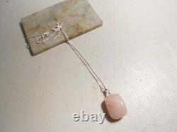 16mmx20mm rose quartz pendant/ silver chain& clasp