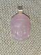 17ct Natural pink rose quartz hand carved Buddha solid 9ct gold pendant