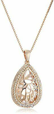18 pink gold sterling silver rose quartz white sapphire pendant necklace