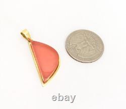 18K Yellow Gold Rose Quartz Half Moon Gemstone Pendant N571