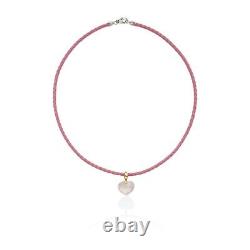 18ct Rose & White Gold Rose Quartz Heart Pendant & Pink Cord RRP £475