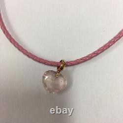 18ct Rose & White Gold Rose Quartz Heart Pendant & Pink Cord RRP £475