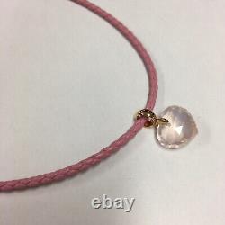 18ct Rose & White Gold Rose Quartz Heart Pendant & Pink Cord RRP £475