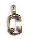 18ct gold rose quartz and diamond pendant, oblong, beautiful quality, Hallmarked