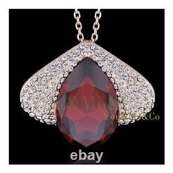 18k Rose Gold EP Brilliant & Pear Cut Garnet Crystal Pendant Necklace