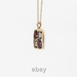 18k Rose Gold Garnet Smoky Quartz Gemstone Necklace