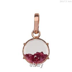 18k Solid Rose Gold Round Shaker Pendant Crystal Quartz Ruby Gemstone Jewelry