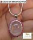 19.75 ct natural gems rose quartz sterling silver pendant & chain