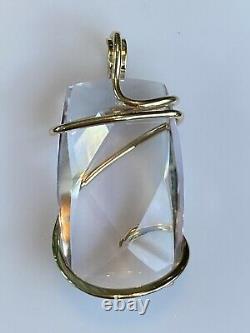 19.81ct Faceted Rose Quartz Cushion Cut Pendant In Forge 14K Wrap Total Weight