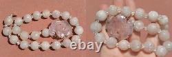 1930's Chinese Rose Quartz Carved Carving Pendant Bead Necklace Choker