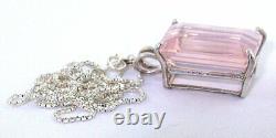 20 Carat 20x15 Emerald Madagascar Rose Quartz Gemstone Sterling Pendant Chain