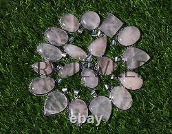 200pcs Rose Quartz Gemstone Pendant Lot 925 Silver Plated Jewelry WH-9