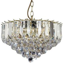 3 Light Chandelier PendantBRASS & CLEAR ShadeHanging Ceiling Feature Lamp Bulb