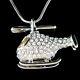 3D Helicopter made with Swarovski Crystal Firefighter Military Flight Necklace