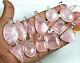 50 PCs Lot AAA Quality Rose Quartz Gemstone. 925 Silver Plated Bezel Pendants