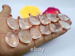 50 PCs Lot Natural Crystal Quartz Gemstone Rose Gold Plated Pendant Jewelry