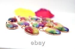 50 PCs Natural Rainbow Solar Quartz Gemstone Rose Gold Plated Pendant Jewelry