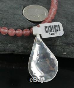 $540Tag Silver Navajo Spiny, Rose Quartz Turquoise Native Necklace & Pendant