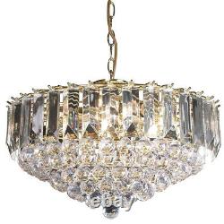 6 Light Chandelier Pendant BRASS & CLEAR Shade Hanging Ceiling Feature Lamp Bulb