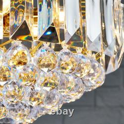 6 Light Chandelier PendantBRASS & CLEAR ShadeHanging Ceiling Feature Lamp Bulb