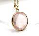 7Ct Natural Round love ston Rose Quartz Pendant 9KYellow Gold Minimalist pendant