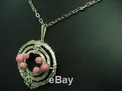 835 Silver Necklace & Pendant with Rose Quartz Decorations/Real Silver/55 0cm/25