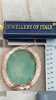 8K Rose Gold Green Quartz Necklace Only One Made Handmade in Italy