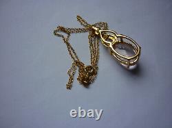 925 Rose And Crystal Pendant Gold Plated Chain Necklace Both Stamped