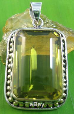925 STERLING SILVER Real stone LEMON QUARTZ (silver, rose, gold) pendant WOMEN