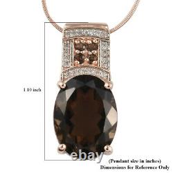 925 Silver 14K Rose Gold Over Smoky Quartz Pendant Necklace Gift Size 20 Ct 8.9