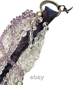 925 Silver Chunky Rose Amethyst Crystal Bead Necklace