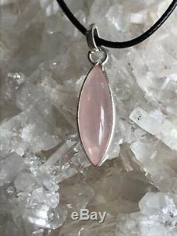 925 Solid Sterling Silver Rose Quartz Pendant And Necklace Magical Item
