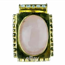 925 Sterling Gold Plated Silver Rose Quartz Gemstone Pendants 72.26 gms Jewelry