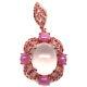 925 Sterling Silver 15 x 19 mm. Pink Rose Quartz, Ruby & Sapphire Pendant